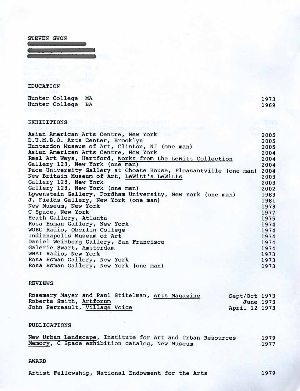Steve Gwon's Resume, pg 1